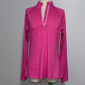 Danskin Now M Heather Pink Reflective Quarter Zip Active Top Thumbholes Dri-More